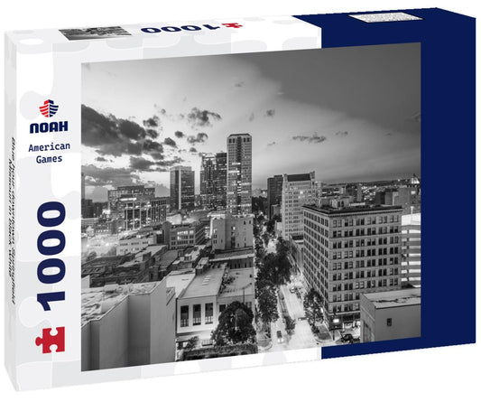 Noah Jigsaw Puzzle Blue hour downtown Springfield, Missouri in black white 1000 pieces