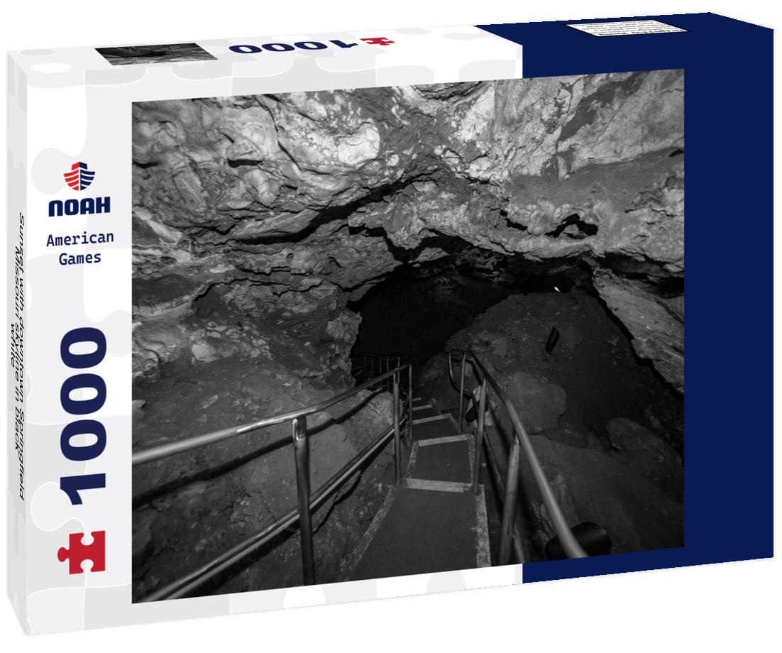 Noah Jigsaw Puzzle Sunset with downtown Springfield Missouri skyline in black white 1000 pieces