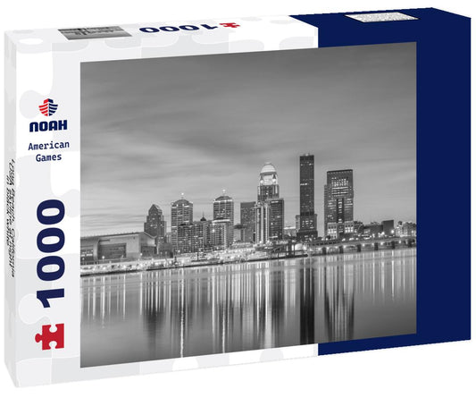 Noah Jigsaw Puzzle Long Beach, California, USA skyline at night in black white 1000 pieces