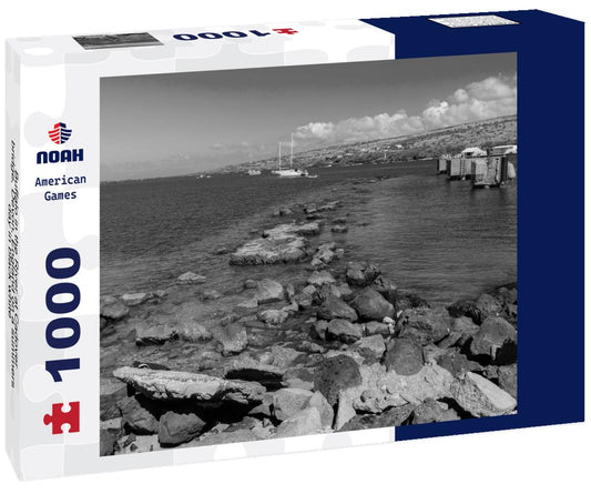Noah Jigsaw Puzzle Buffalo in the River at Cadover bridge, Devon, England on a summers day in black white 1000 pieces