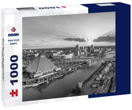 Noah Jigsaw Puzzle Back Bay skyline and Charles River Boston Massachusetts in black white 1000 pieces