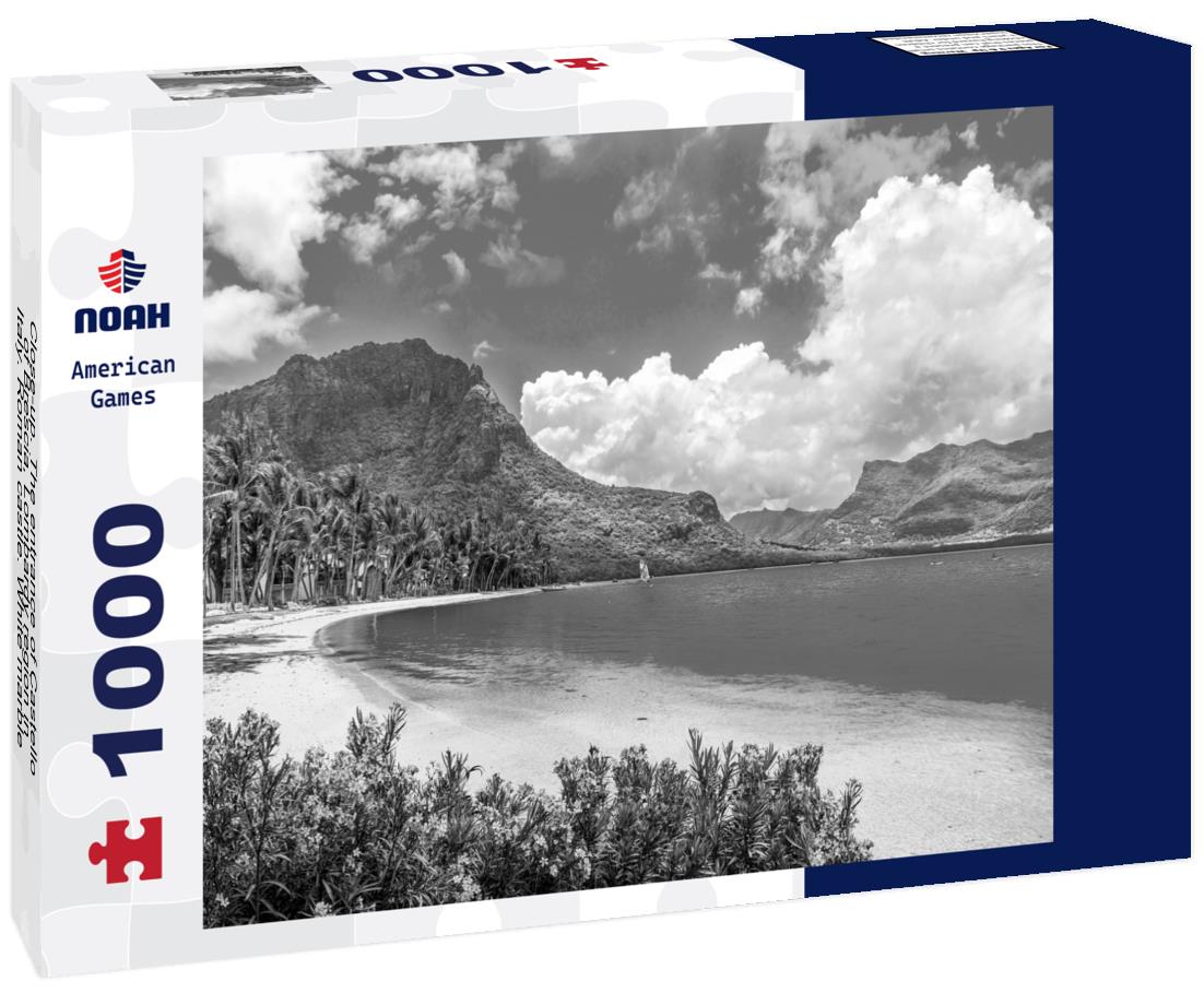 Noah Jigsaw Puzzle Close-up. The entrance of Castello of Brescia, Lombardy region in Italy. Roman castle. White marble in black white 1000 pieces