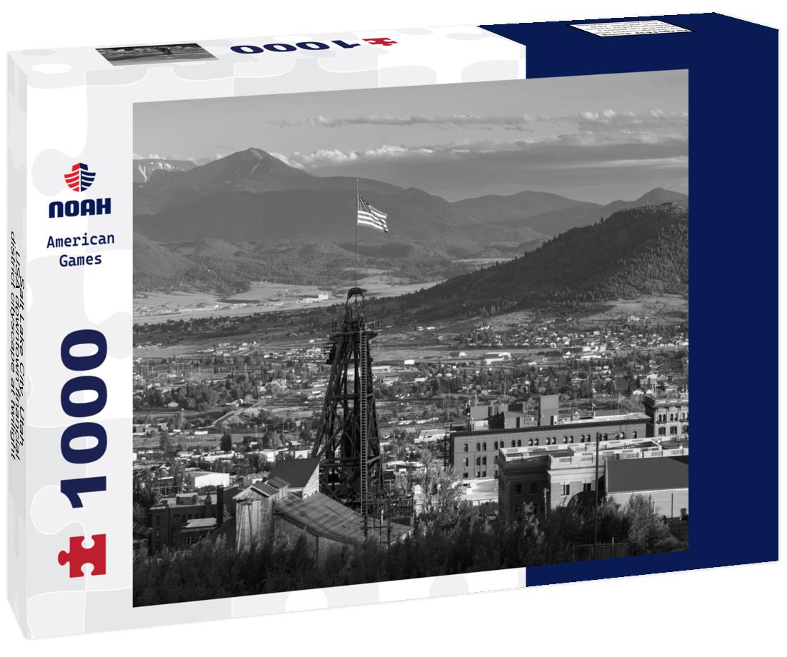 Noah Jigsaw Puzzle Salt Lake City, Utah, USA downtown financial district cityscape at twilight in black white 1000 pieces