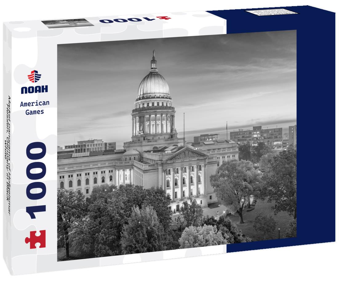 Noah Jigsaw Puzzle Market panorama of Hofgeismar, Hessen, Germany in black white 1000 pieces