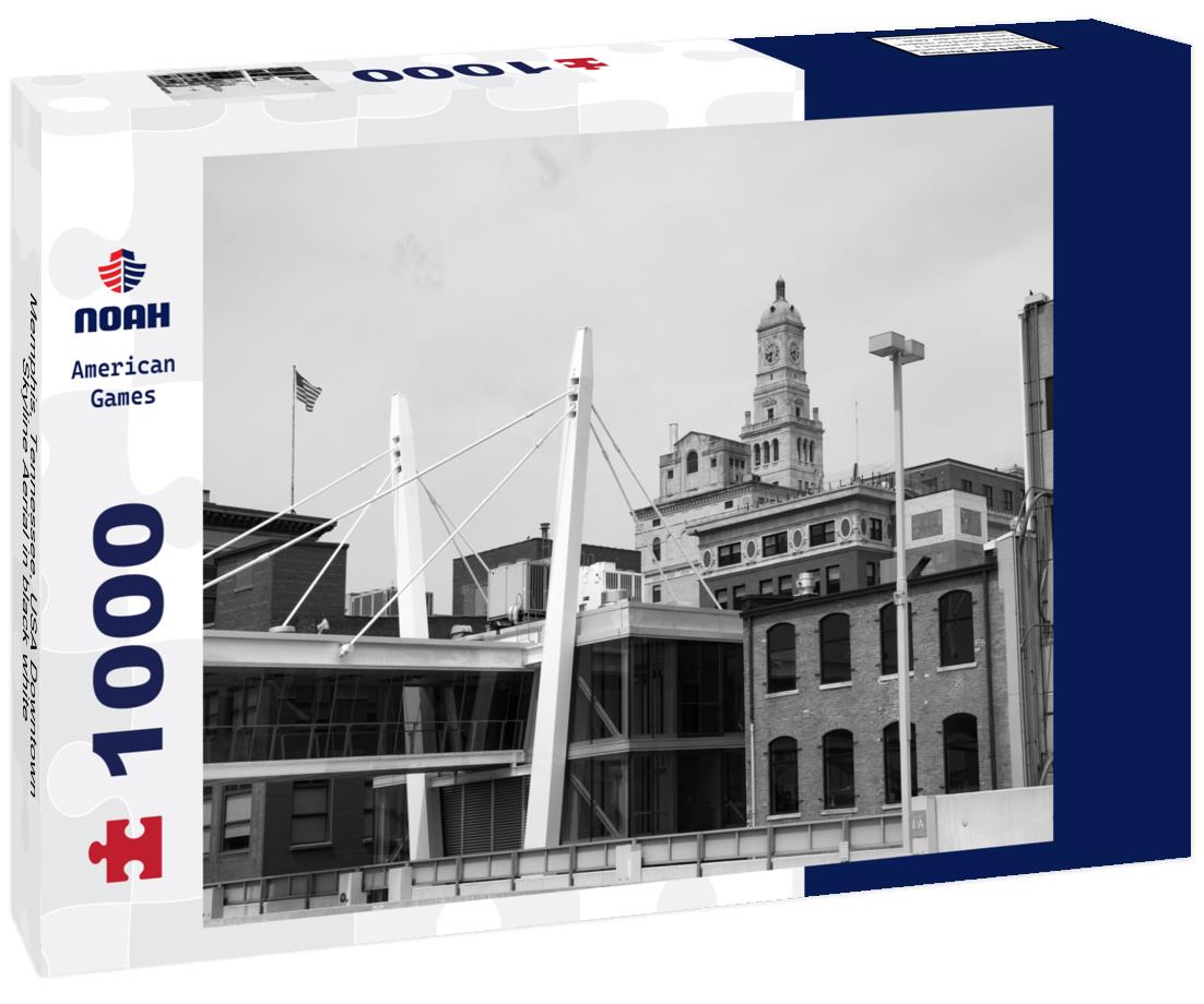 Noah Jigsaw Puzzle Memphis, Tennessee, USA Downtown Skyline Aerial in black white 1000 pieces