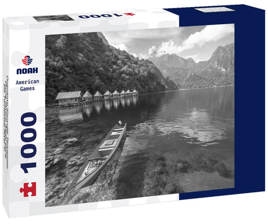 Noah Jigsaw Puzzle Downtown Knoxville Tennessee Drone Skyline Aerial along the Tennessee River in black white 1000 pieces