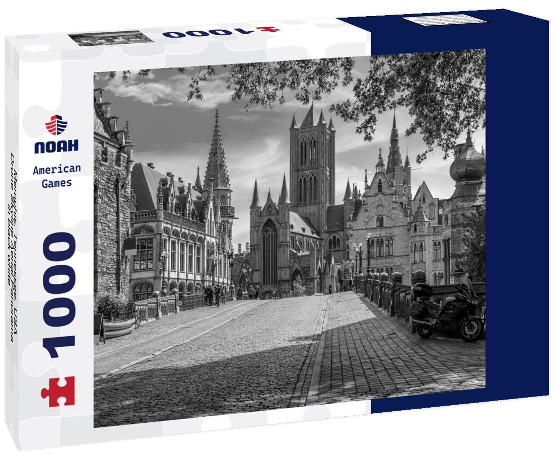 Noah Jigsaw Puzzle Memphis, Tennessee, USA Drone Skyline Aerial Panorama in black white 1000 pieces