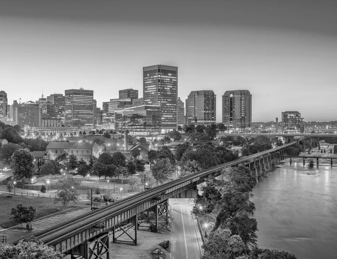 Noah Jigsaw Puzzle Akron, Ohio, USA downtown skyline at dusk in black white 1000 pieces