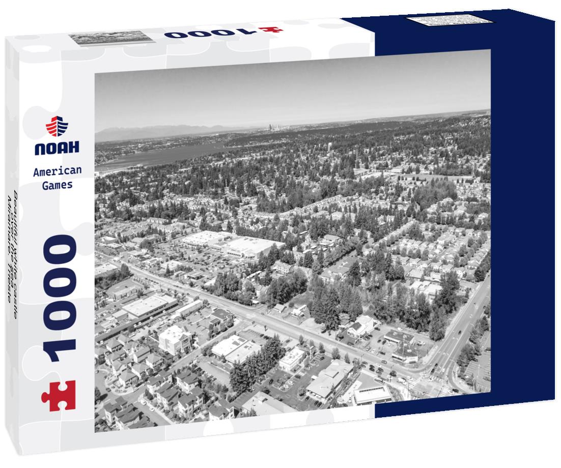 Noah Jigsaw Puzzle Beautiful white castle over the sea - Miramare. Trieste, northern Italy in black white 1000 pieces