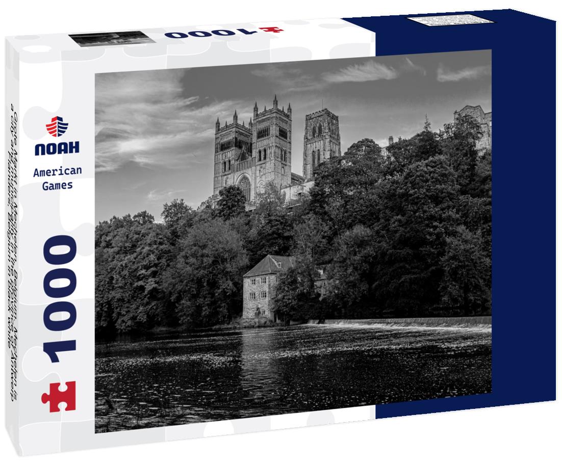 Noah Jigsaw Puzzle Grote Markt in Mechelen, Belgium. Mechelen is a city and municipality in the province of Antwerp, Flanders, Belgium in black white 1000 pieces