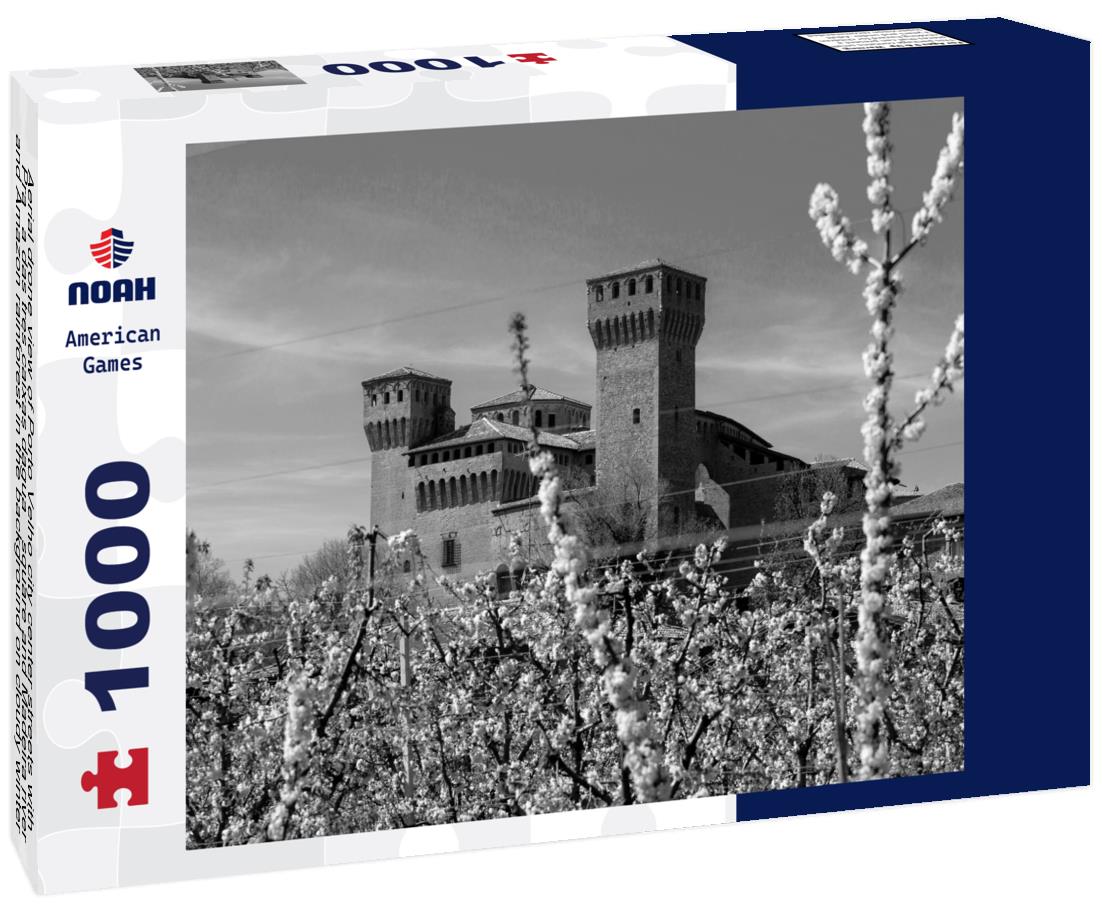 Medieval fortress of Vignola Castle in the cherry town of Vignola, Modena, Italy. 1000pc PuzzleBlack and White