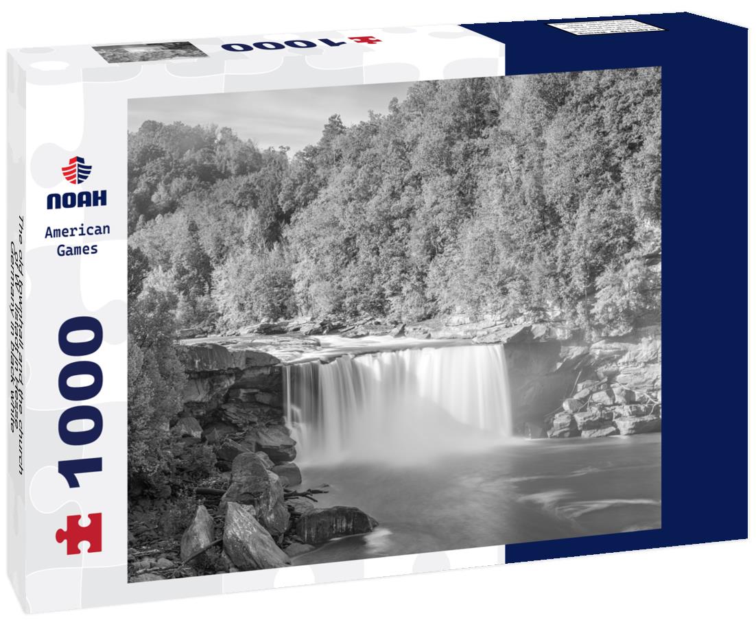 Noah Jigsaw Puzzle Cumberland Falls on the Cumberland River is shown in Cumberland Falls State Resort Park, Kentucky. in black white 1000 pieces