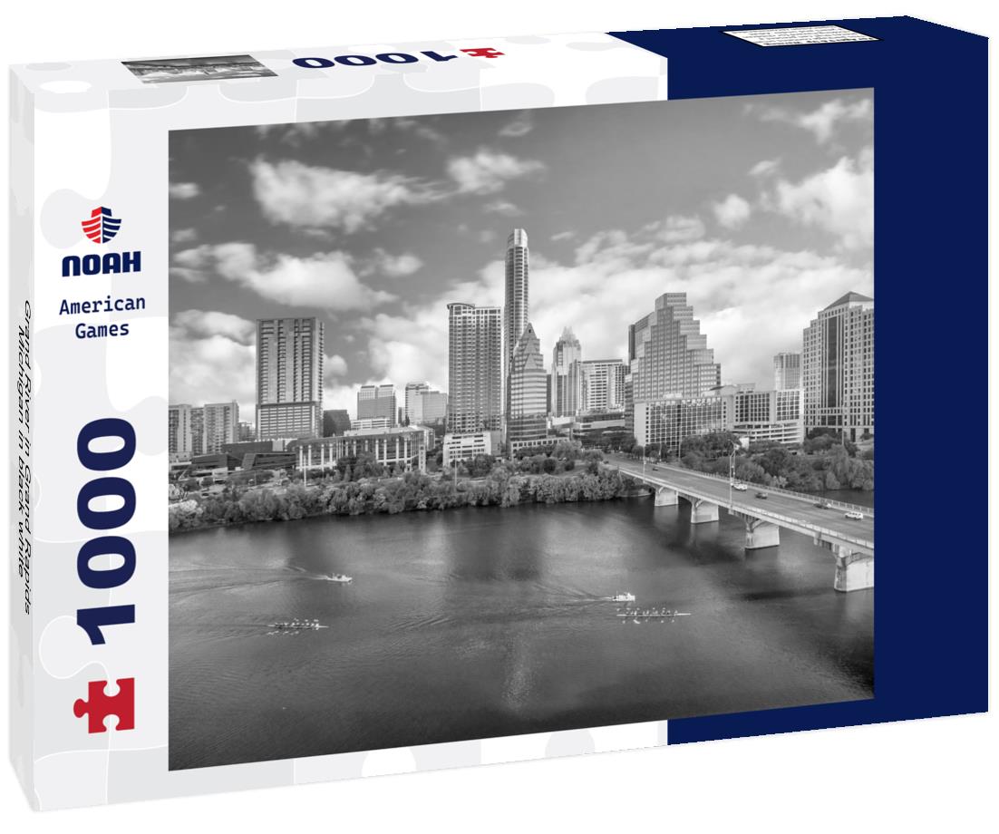 Noah Jigsaw Puzzle Grand River in Grand Rapids, Michigan in black white 1000 pieces