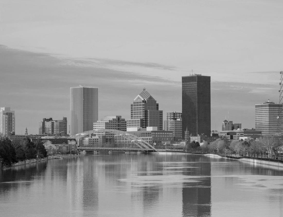 Noah Jigsaw Puzzle Skyline of Rochester, New York. in black white 1000 pieces