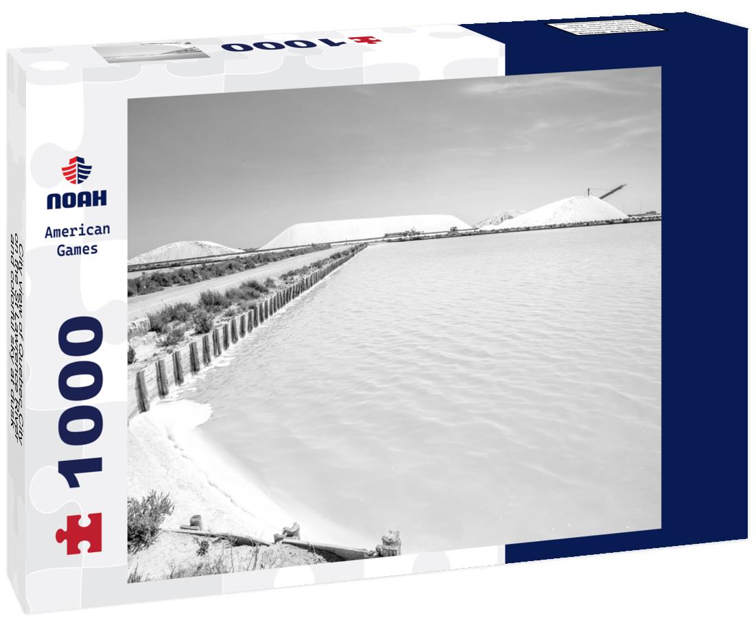 Noah Jigsaw Puzzle City view of Quebec City on the St Lawrence River and colorful sky at dusk in black white 1000 pieces