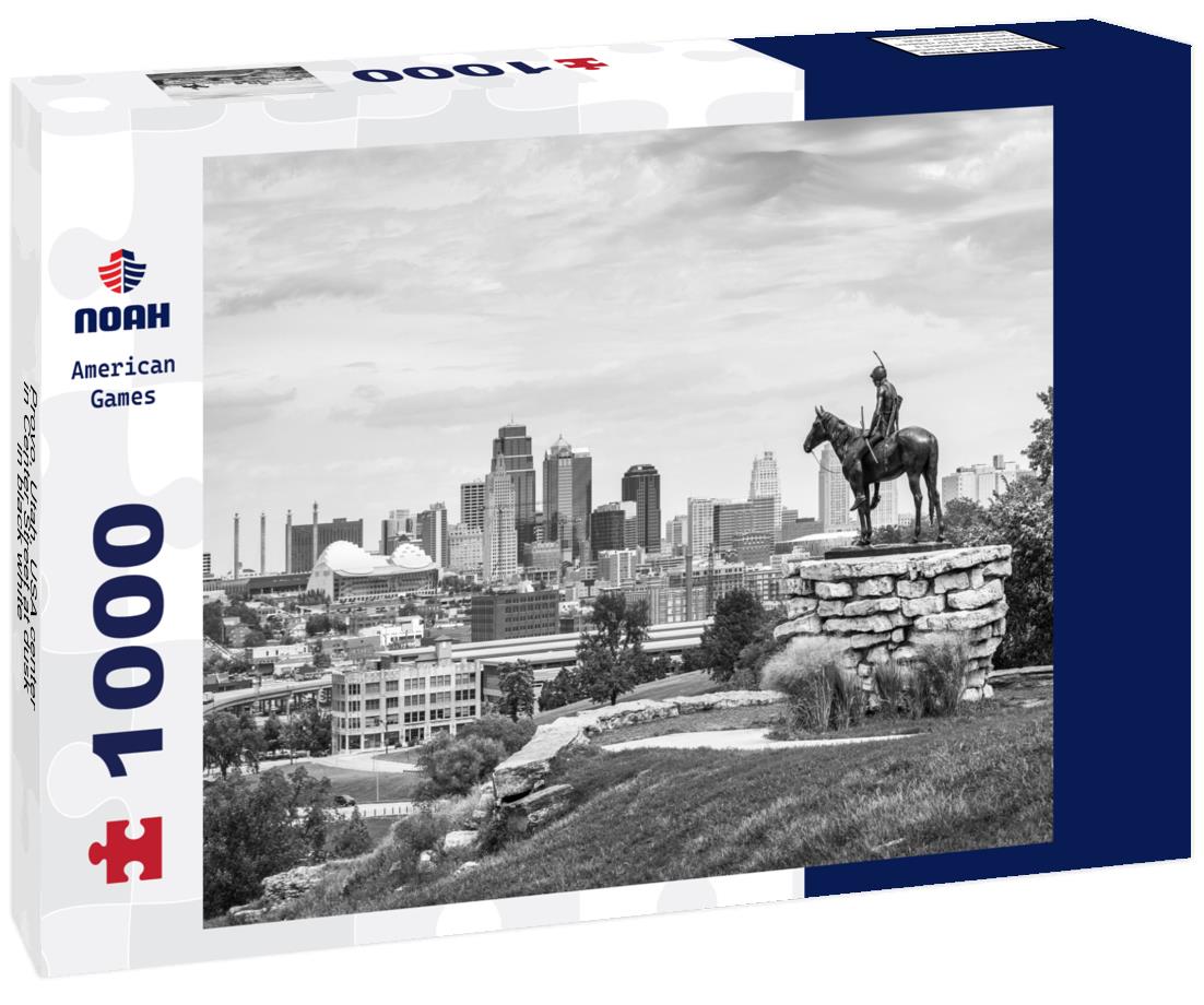 Noah Jigsaw Puzzle Downtown skyline of Kansas City, Missouri, USA. in black white 1000 pieces