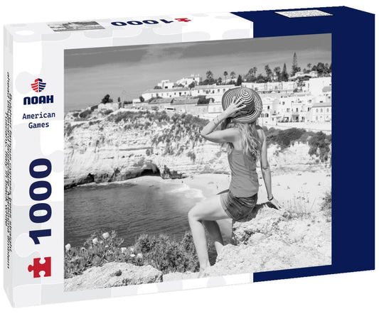 Noah Jigsaw Puzzle Bolgheri famous cypress trees straight ahead boulevard landscape. Maremma emblem, Tuscany, Italy in black white 1000 pieces
