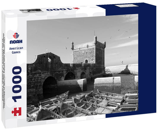 Noah Jigsaw Puzzle The Port Sqala artillery platform in the port of Essaouira, Morocco. in black white 1000 pieces