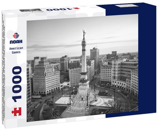 Noah Jigsaw Puzzle Aerial view of San Carlos in Silicon Valley ; residential areas with houses built on hills in the foreground; industrial areas and the shoreline of San Francisco bay in the background; California in black white 1000 pieces