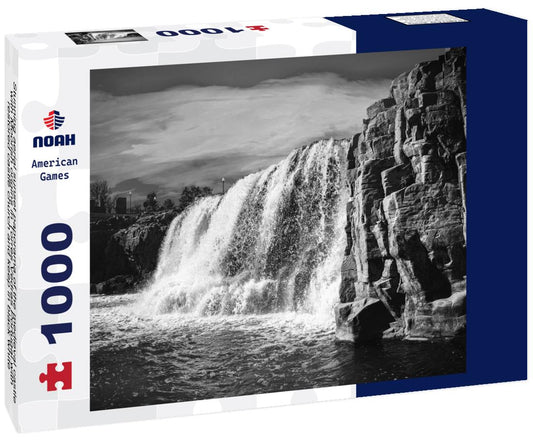Noah Jigsaw Puzzle Spring landscape at Falls Park in Sioux Falls, South Dakota, at sunset. in black white 1000 pieces