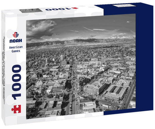 Noah Jigsaw Puzzle Breckenridge, Colorado, USA downtown streets at dusk in winter with holiday lights in black white 1000 pieces
