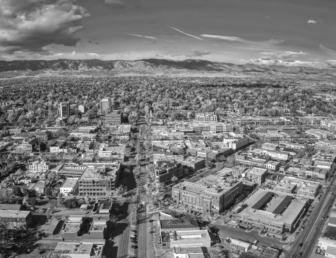 Noah Jigsaw Puzzle Breckenridge, Colorado, USA downtown streets at dusk in winter with holiday lights in black white 1000 pieces
