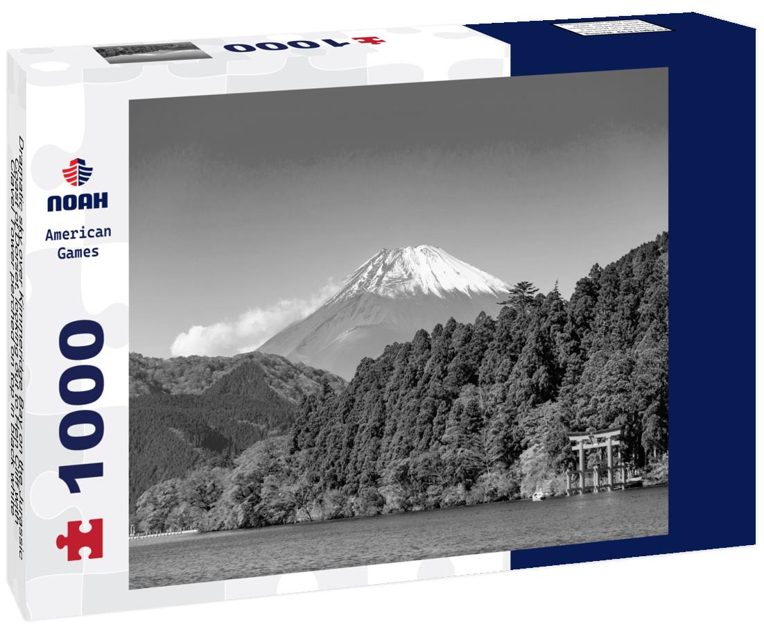 Noah Jigsaw Puzzle Dramatic sky over Kimmeridge Bay on the Jurassic Coast of Dorset, looking out to Hen Cliff with Clavel Tower perched on top in black white 1000 pieces