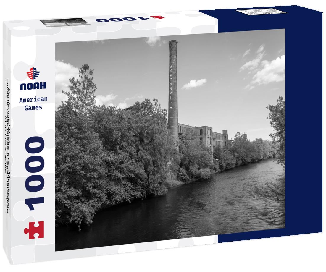 Noah Jigsaw Puzzle Centennial Bridge over Mississippi River in Rock Island IL and Davenport IA in black white 1000 pieces