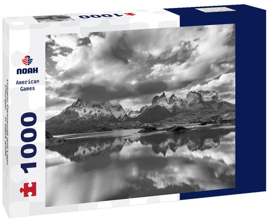 Noah Jigsaw Puzzle Sunset view of mountains, glaciers, lakes, and rivers in Torres del Paine National Park, Chile. in black white 1000 pieces
