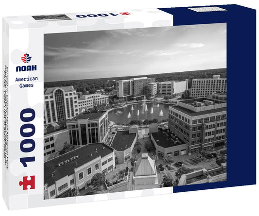 Noah Jigsaw Puzzle Aerial view of the city center of Newport News, Virginia, from above. in black white 1000 pieces