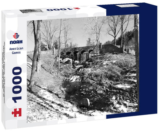Noah Jigsaw Puzzle Case Falls winter landscape in Manchester, Connecticut, USA. in black white 1000 pieces