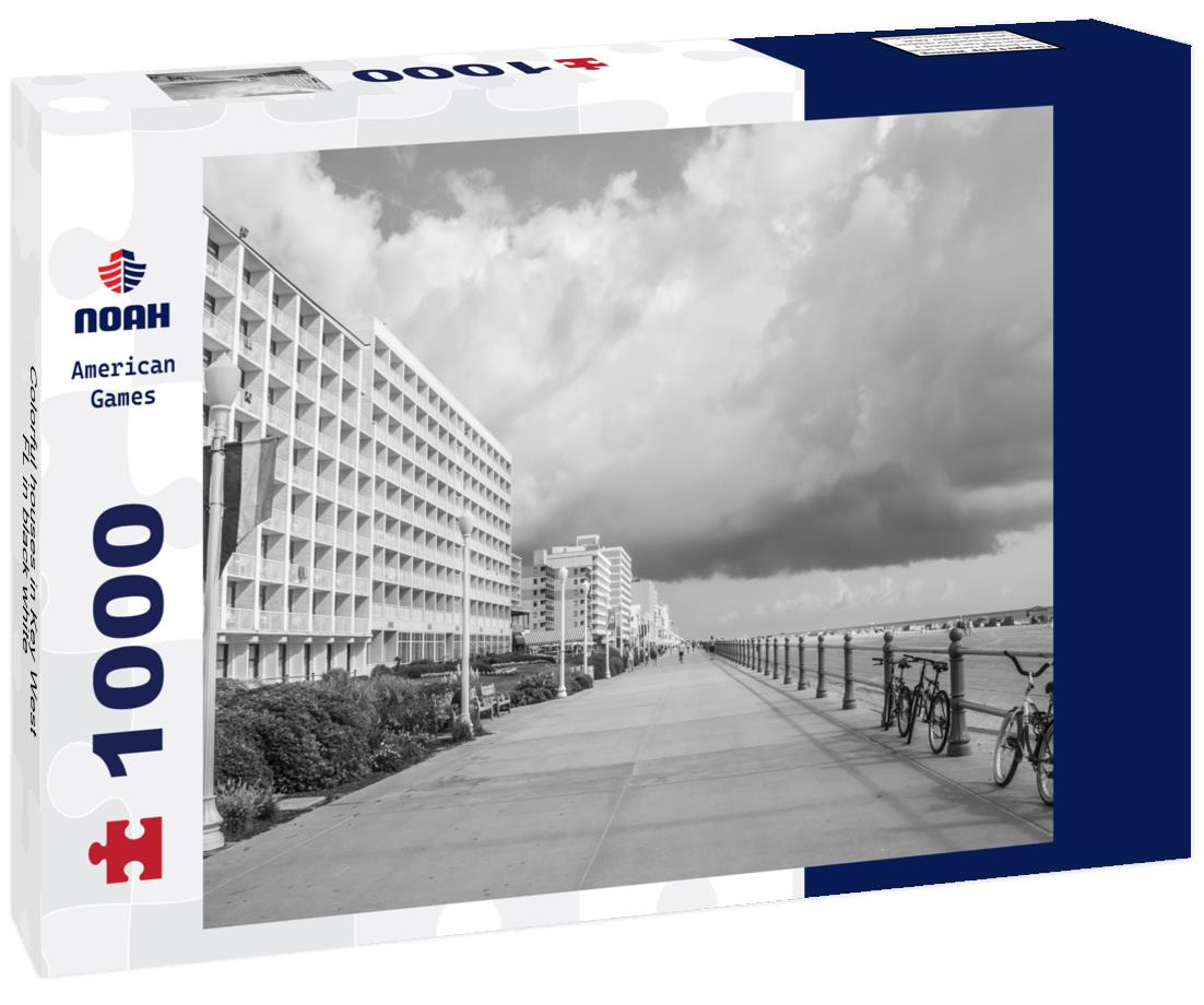 Noah Jigsaw Puzzle Colorful houses in Key West, FL in black white 1000 pieces