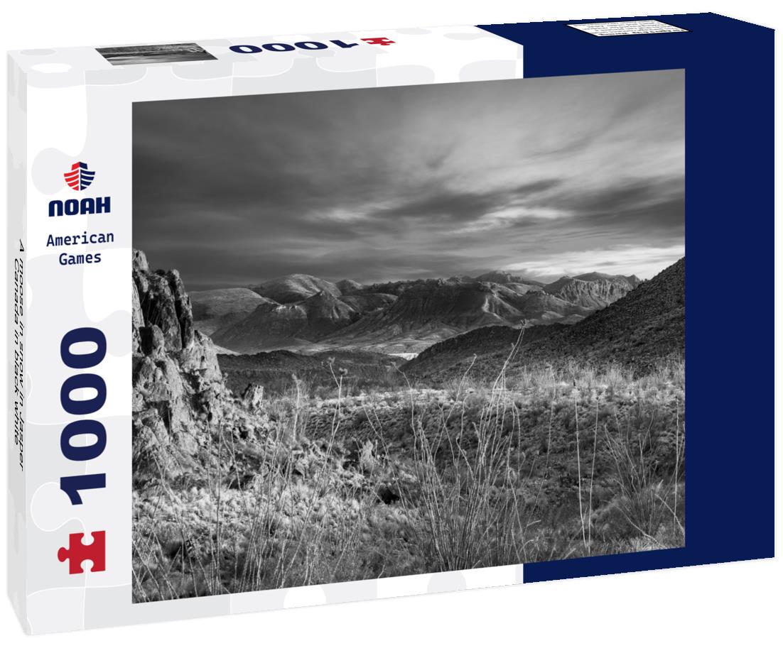 Noah Jigsaw Puzzle A moose in snow in Jasper Canada in black white 1000 pieces