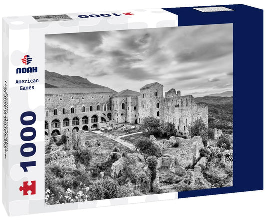 Noah Jigsaw Puzzle The Despot's Palace at Mystras, a UNESCO world heritage site in Greece. in black white 1000 pieces