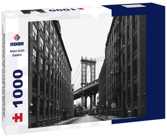Noah Jigsaw Puzzle Manhattan Bridge seen from a Brooklyn street in New York City, USA. in black white 1000 pieces