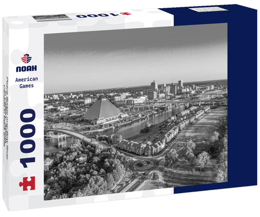 Noah Jigsaw Puzzle Downtown skyline aerial panorama of Memphis, Tennessee, USA. in black white 1000 pieces