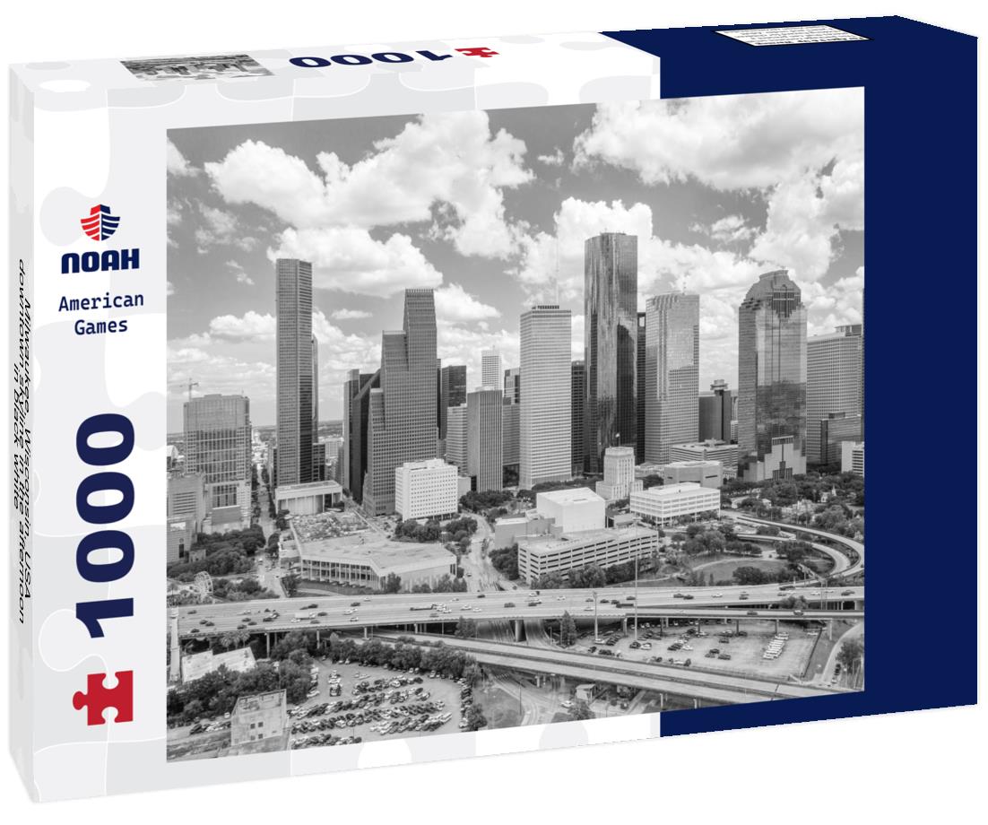 Noah Jigsaw Puzzle Milwaukee, Wisconsin, USA downtown skyline in the afternoon in black white 1000 pieces