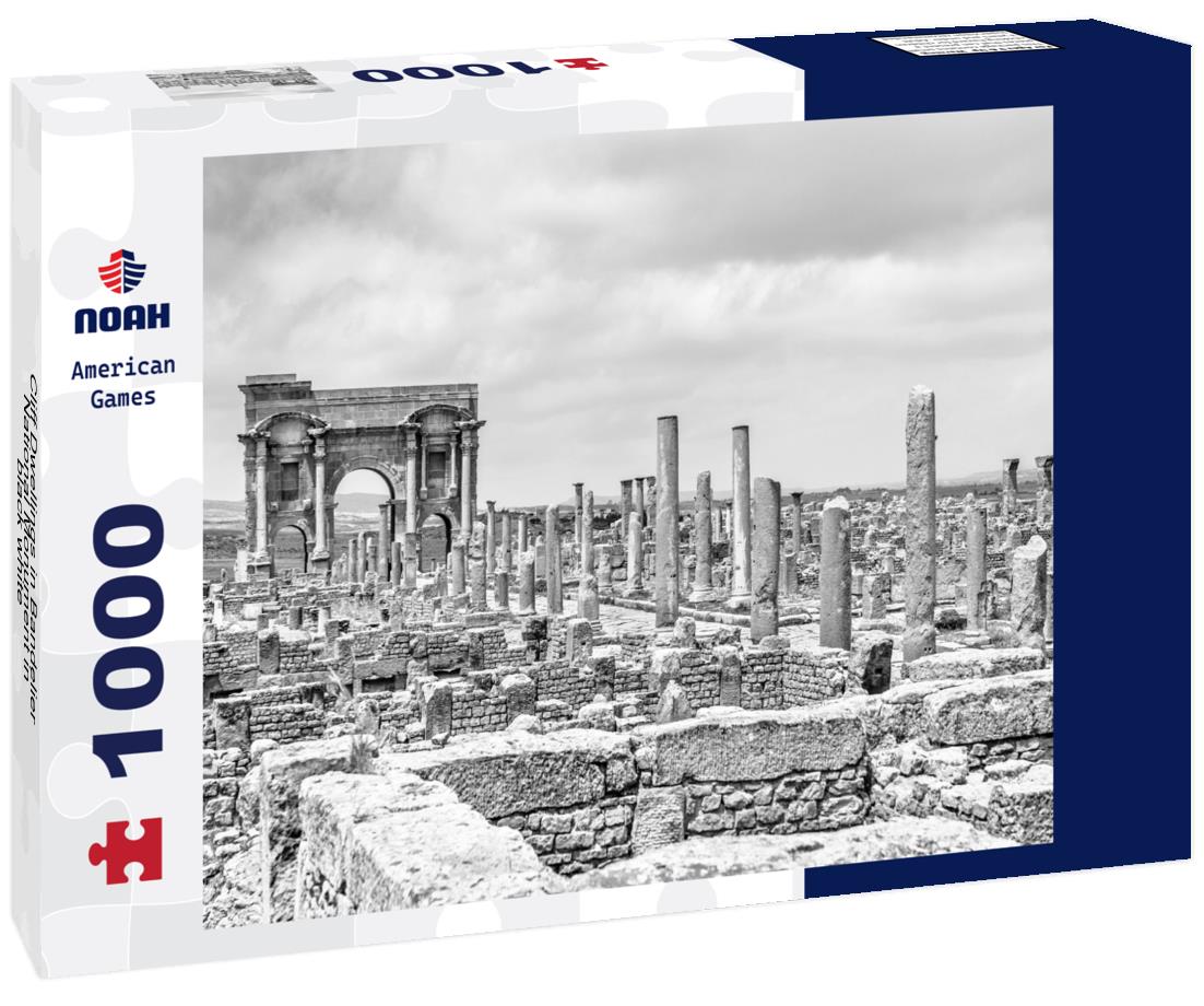 Noah Jigsaw Puzzle Cliff Dwellings in Bandelier National Monument in black white 1000 pieces
