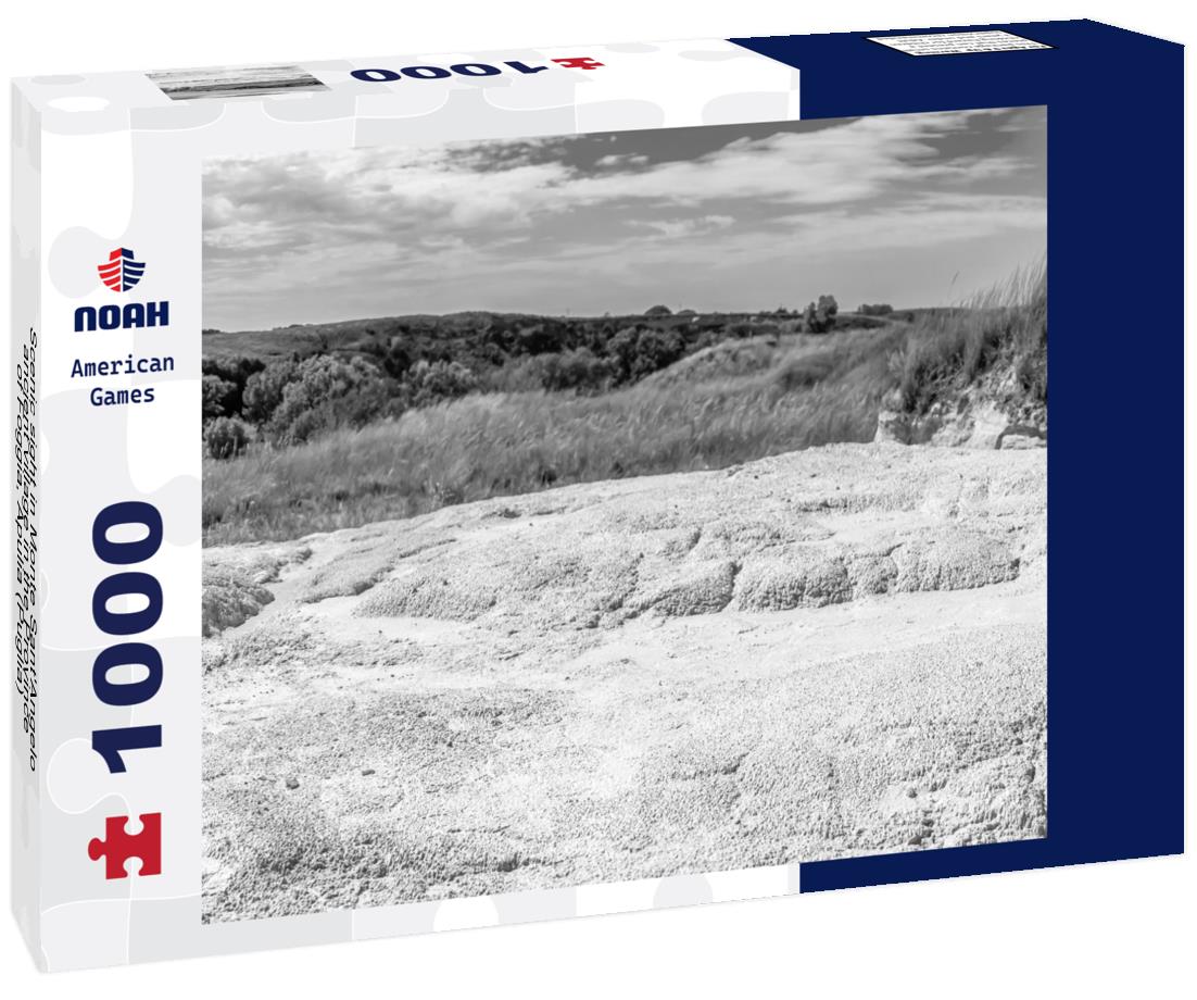 Noah Jigsaw Puzzle A panoramic view is captured across Ashfall Fossil Beds State Historical Park in Antelope County, Nebraska. in black white 1000 pieces