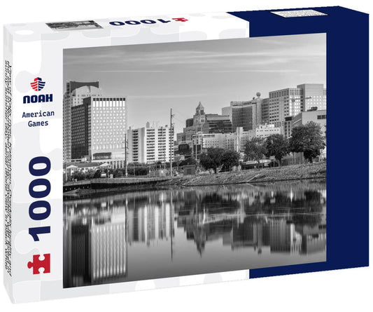 Noah Jigsaw Puzzle Rochester, Minnesota, USA cityscape at Zumbro at blue hour. in black white 1000 pieces