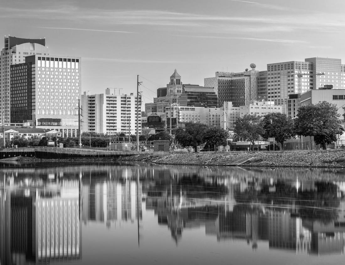 Noah Jigsaw Puzzle Rochester, Minnesota, USA cityscape at Zumbro at blue hour. in black white 1000 pieces