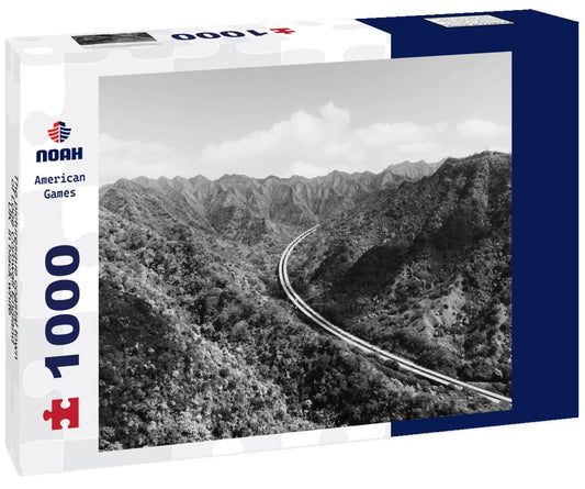 Noah Jigsaw Puzzle Overlooking view of 'Aiea Loop Trail in Hawaii, USA. in black white 1000 pieces