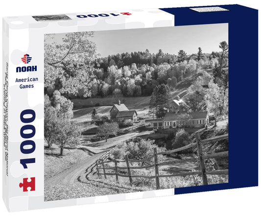 Noah Jigsaw Puzzle An early autumn foliage scene shows houses in the mountains of Woodstock, Vermont, USA. in black white 1000 pieces