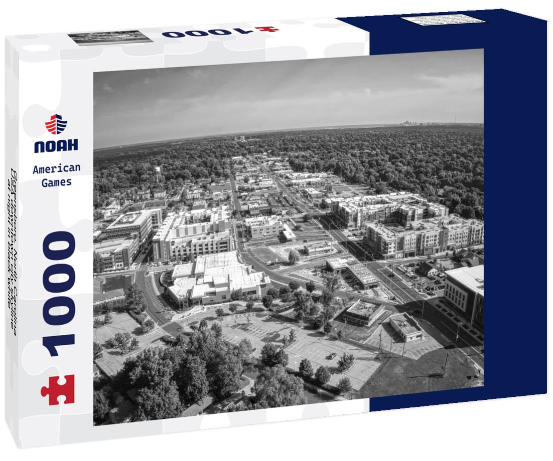Noah Jigsaw Puzzle Greensboro, North Carolina, USA downtown city skyline at night in black white 1000 pieces