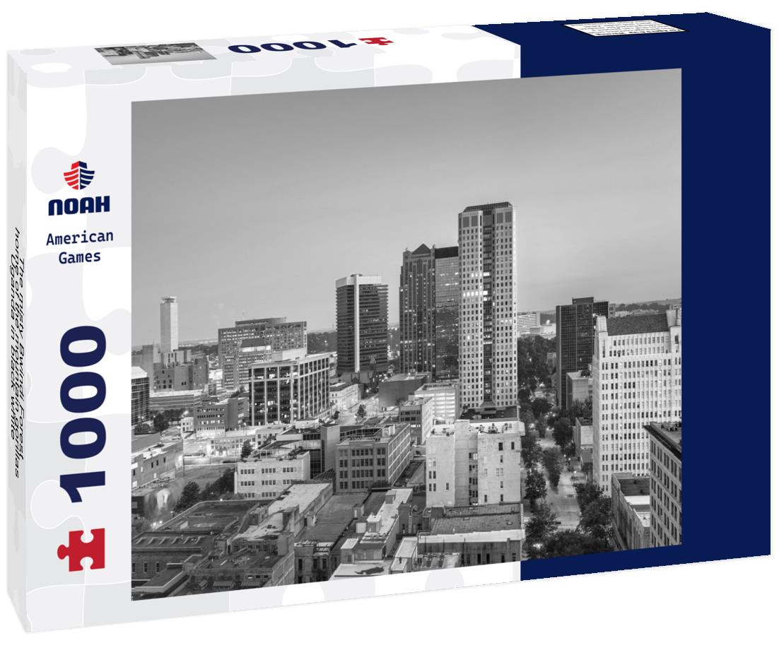 Noah Jigsaw Puzzle The downtown city skyline of Birmingham is captured at twilight, Alabama, USA. in black white 1000 pieces