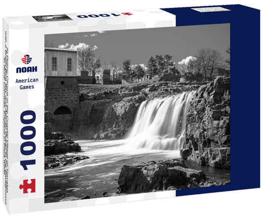 Noah Jigsaw Puzzle Spring landscape at Falls Park in Sioux Falls, South Dakota, USA. in black white 1000 pieces