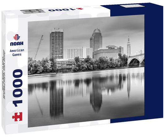 Noah Jigsaw Puzzle Aerial view of the beach at Sunny Isles. Miami. Florida. USA in black white 1000 pieces