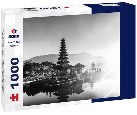 Noah Jigsaw Puzzle A rock breakwater holds back Lake Michigan, with the business district of Milwaukee, Wisconsin sitting behind it in black white 1000 pieces