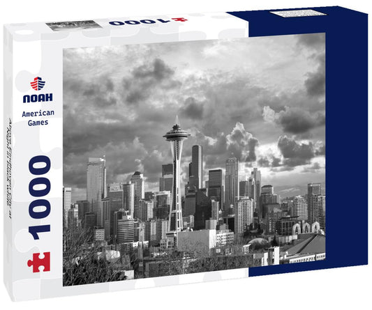 Noah Jigsaw Puzzle Above Eindhoven City at Night in black white 1000 pieces