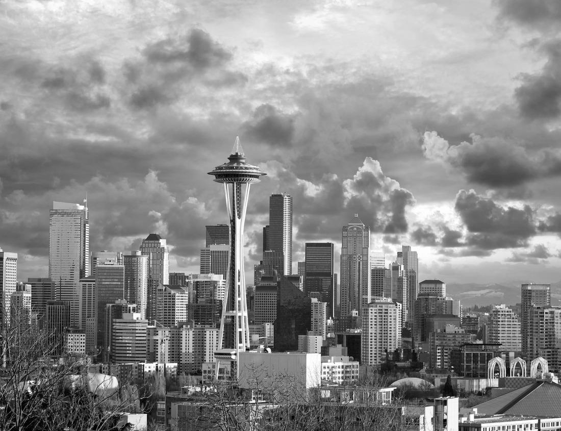 Noah Jigsaw Puzzle Above Eindhoven City at Night in black white 1000 pieces